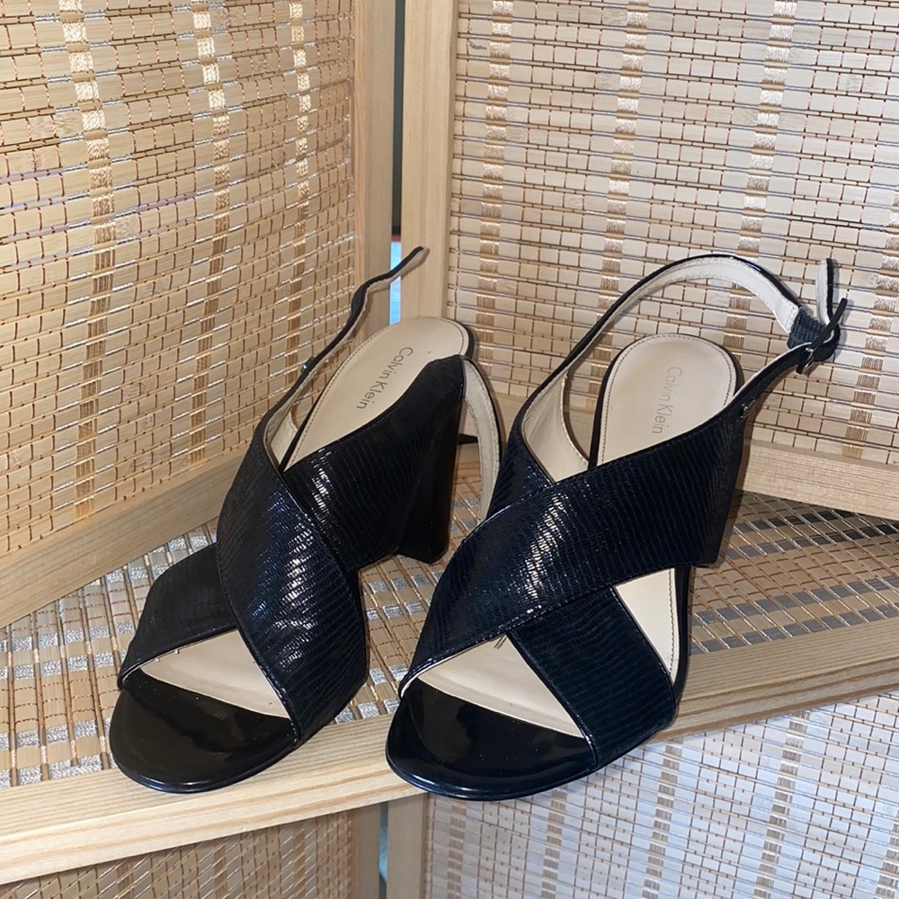 Calvin Klein Jill slingback chunky heeled sandals black 8.5